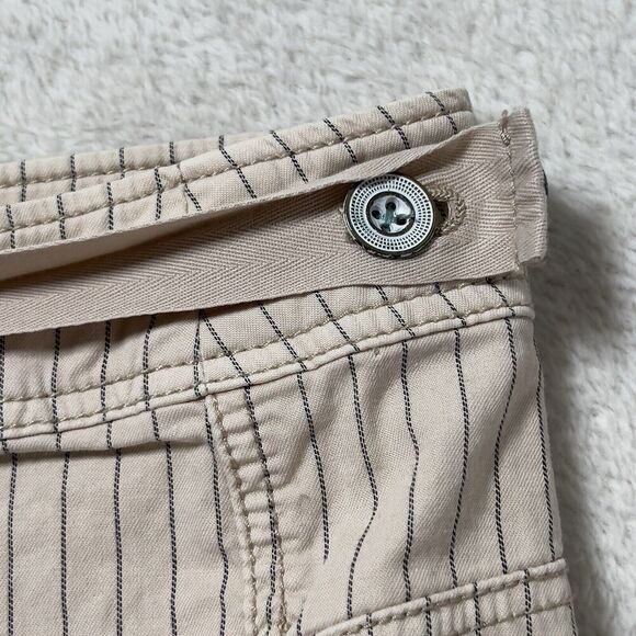 Anthropologie Hei Hei Raye Fold Over Cropped Pants Womens Sz 31 Cream Striped - Picture 11 of 16